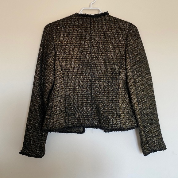 Michael Kors open front tweed brushed gold blazer - Picture 2 of 8